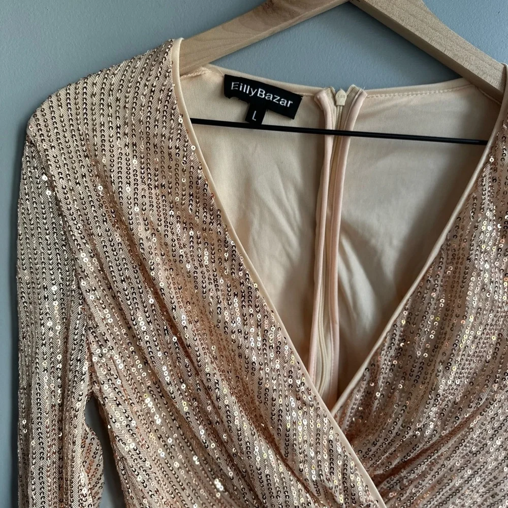 Eilly Bazar Draped Side Ruched Sequin Bodycon Dress - Picture 4 of 6